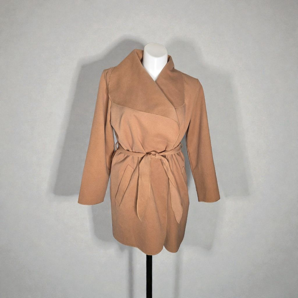 VLD Camel Wrap Coat with Tie Belt Plus Size XL - Picture 2 of 6